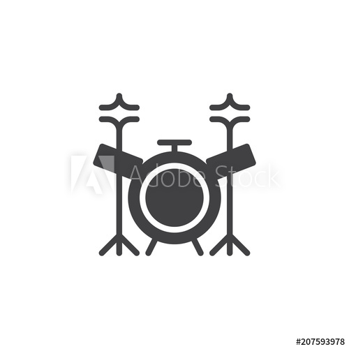 500x500 Drum Kit Vector Icon. Filled Flat Sign For Mobile Concept And Web