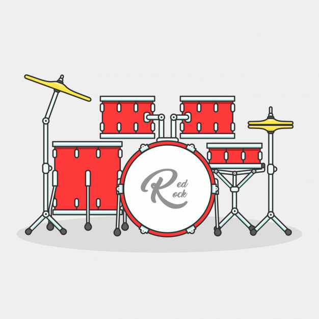 626x626 Drum Set Vector Graphic Flat Design Vector Premium Download