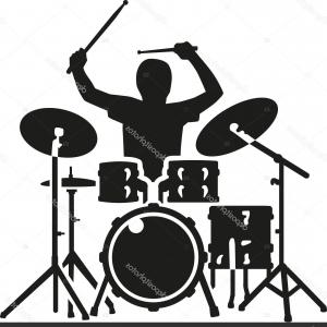 300x300 Stock Photos Drums Vector Drum Kit Silhouette White Background