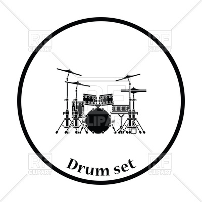 400x400 Thin Circle Design Of Drum Set Icon Vector Image Vector Artwork