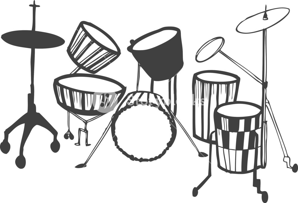 1000x682 Vector Drum Kit Royalty Free Stock Image