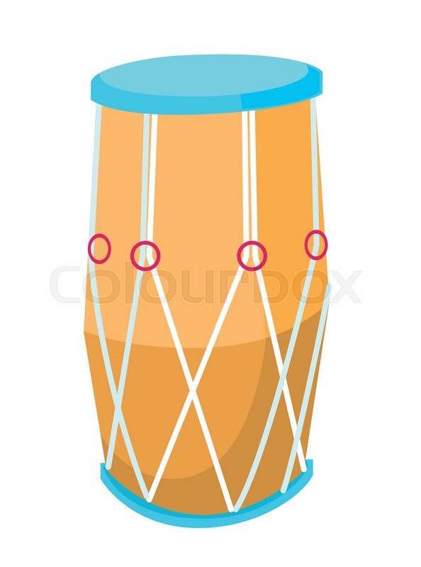 594x800 Traditional African Drum. Big Ethnic Drum Vector Flat Design