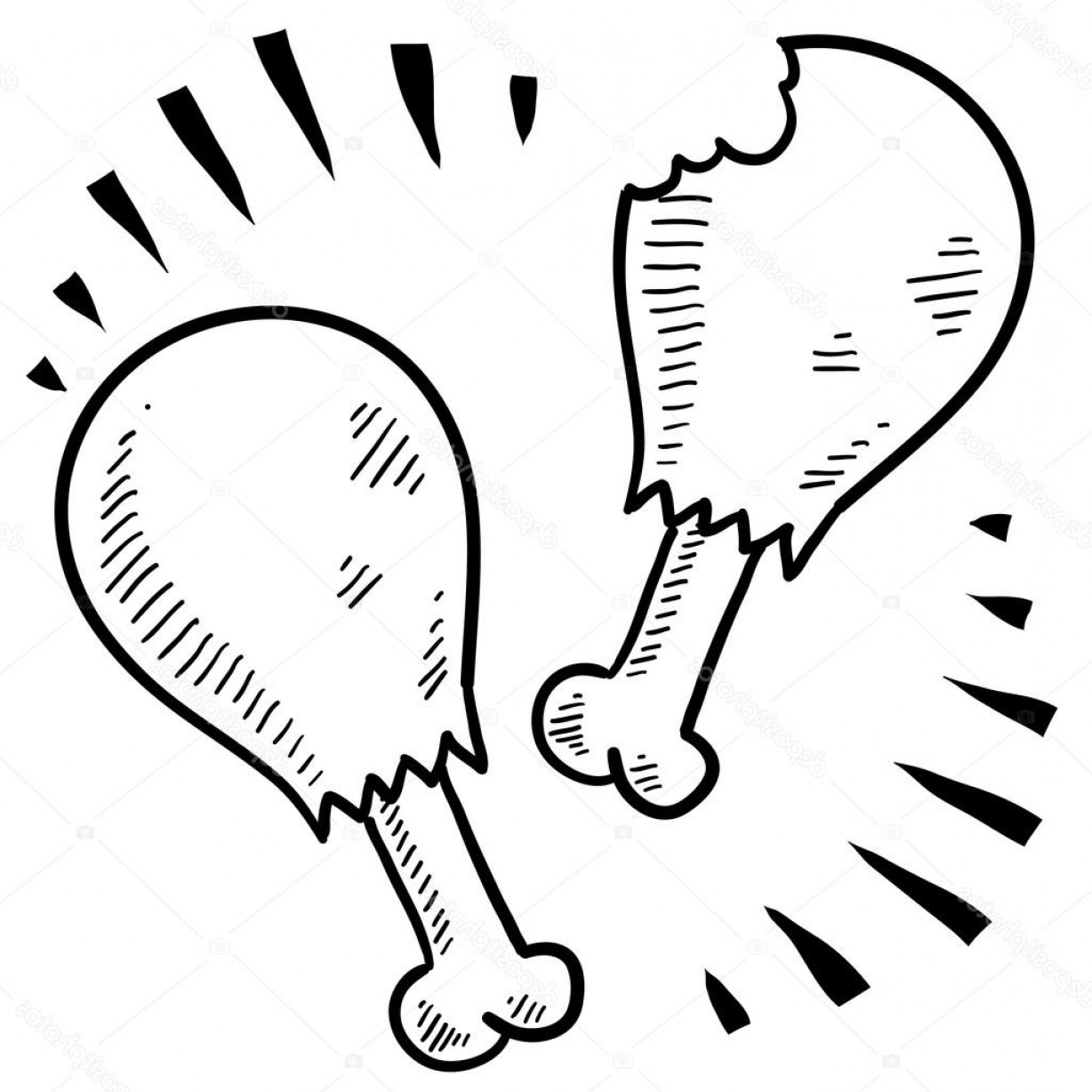 1228x1228 Stock Illustration Chicken Or Turkey Drumstick Vector Orangiausa