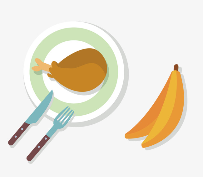 650x565 Cartoon Chicken Drumstick Vector In The Dinner Plate, Food