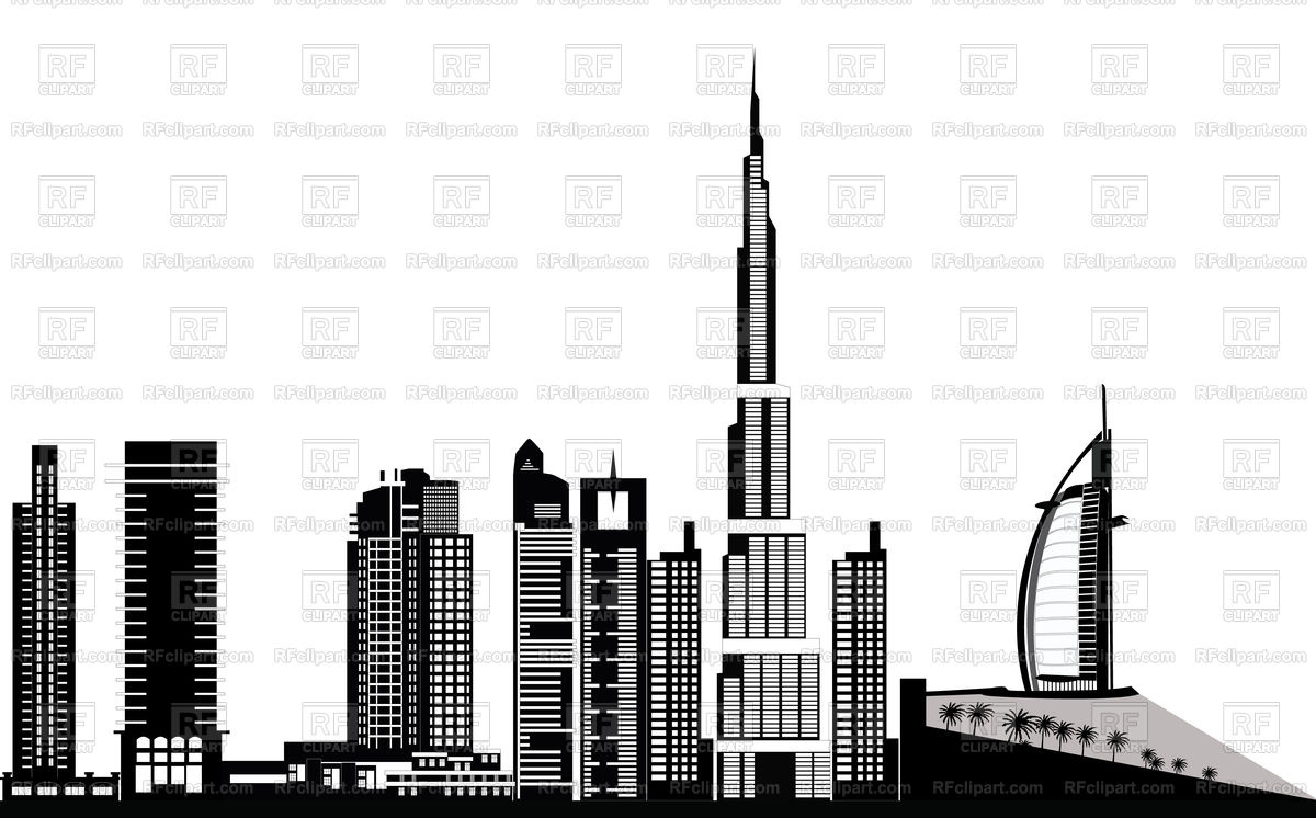 1200x746 Dubai City Skyline Vector Image Vector Artwork Of Architecture