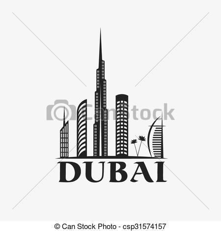 450x470 Dubai City Skyline Vector Design Template.