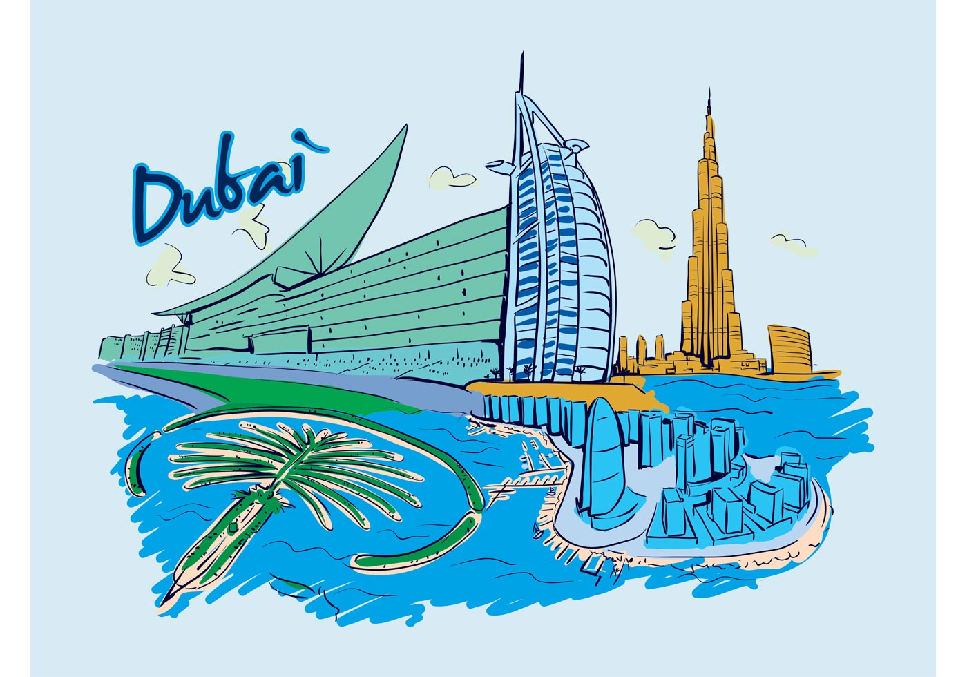 1400x980 Dubai Free Vector Art
