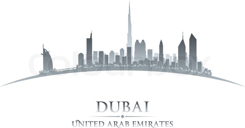 800x418 Dubai Uae City Skyline Silhouette. Vector Illustration Stock
