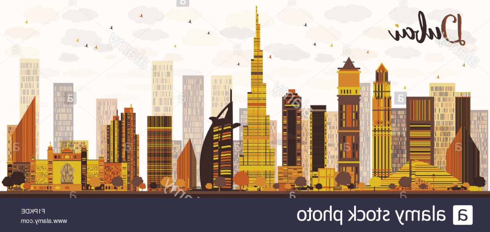 1560x738 Stock Photo Dubai City Skyline With Golden Skyscrapers Vector