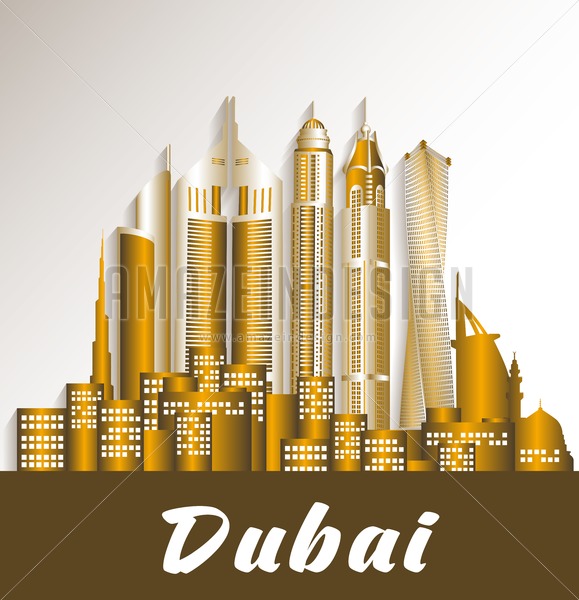 579x600 Vector City Of Dubai Uae Famous Buildings