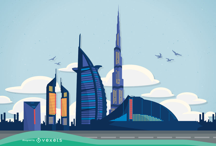 842x570 Vector Dubai Illustration