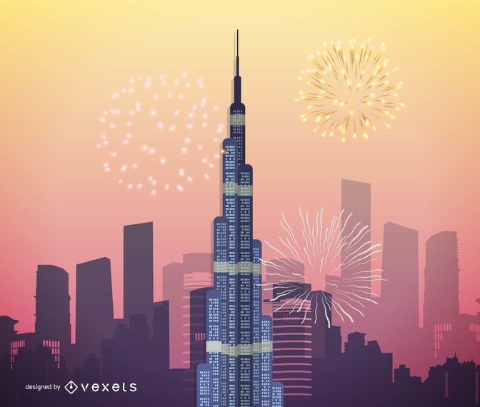 672x570 Burj Khalifa Vector Art, Dubai Highest Skyscraper
