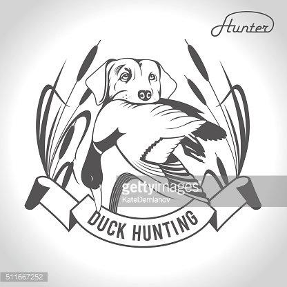 416x416 Vector Dog With Duck In His Premium Clipart