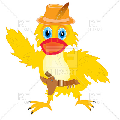 400x400 Cartoon Duck In Hat With Gun Vector Image Vector Artwork Of