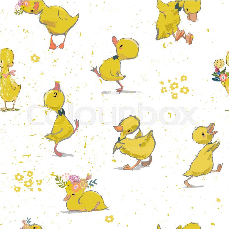800x800 Seamless Pattern With Little Duckling . Vector Illustration