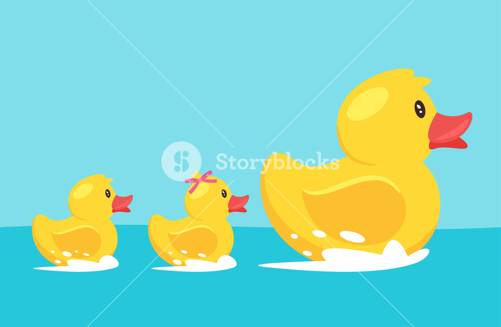 1000x652 Vector Cartoon Style Illustration Of Yellow Rubber Duck With