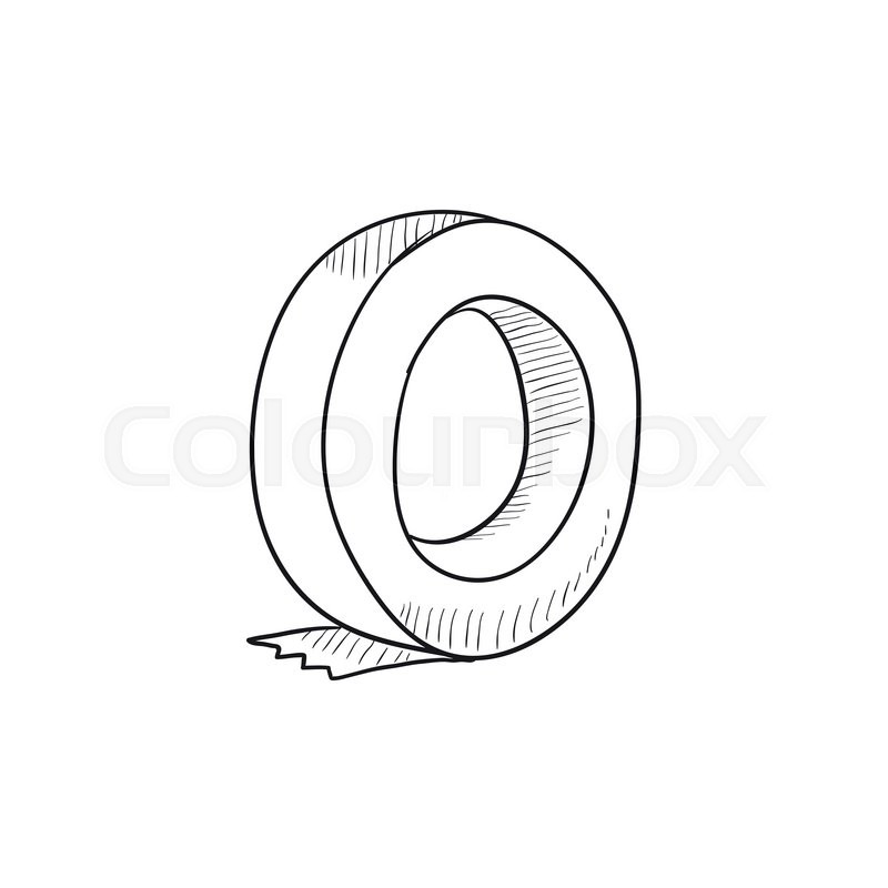800x800 Roll Of Adhesive Tape Vector Sketch Icon Isolated On Background