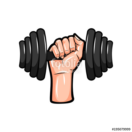 500x500 Dumbbell In Hand Icon. Vector Illustration. Stock Image And
