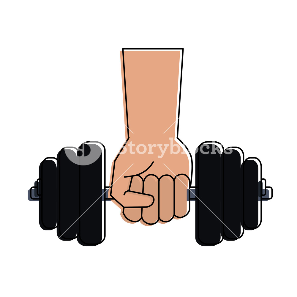 1000x1000 Hand With Dumbbell Icon Vector Illustration Graphic Design Royalty