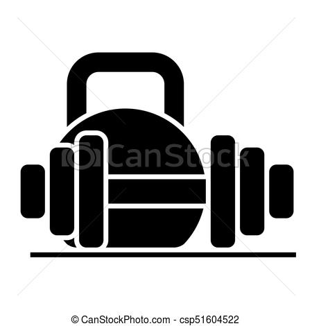 450x470 Weights And Dumbbells Icon, Vector Illustration, Black Sign