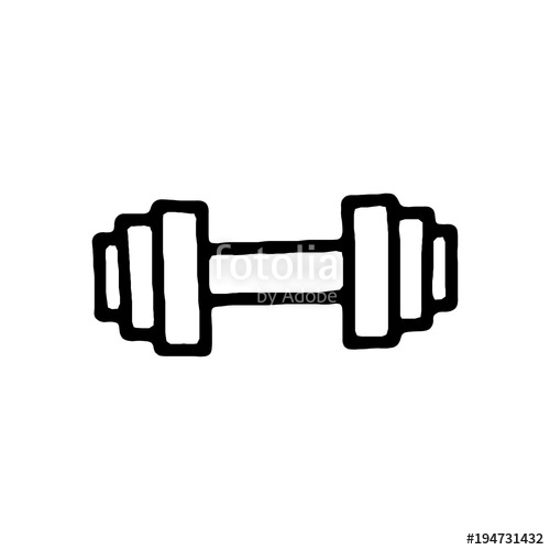 500x500 Hand Drawn Dumbbell. Vector And Illustration Stock Image And