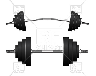 400x320 Curved Barbell And Heavy Dumbbell Vector Image Vector Artwork Of