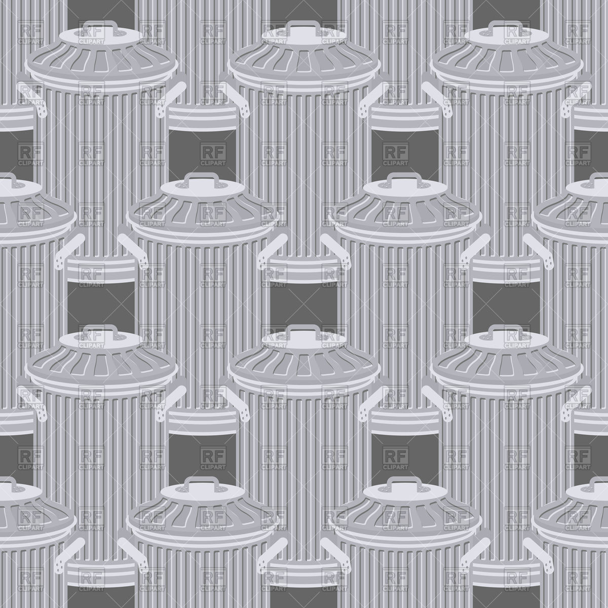 1200x1200 Seamless Pattern With Trash Can, Dumpster Vector Image Vector