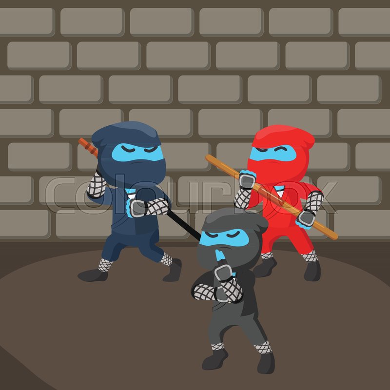 800x800 Group Of Ninja Sneaking In Dungeon Stock Vector Colourbox