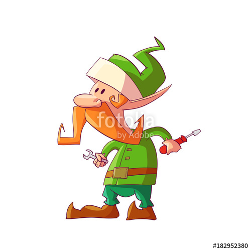 500x500 Colorful Vector Illustration Of A Cartoon Christmas Elf Or A