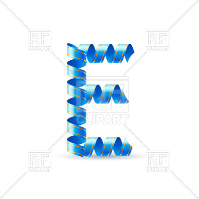 400x400 Letter E Made Of Blue Paper Streamer Vector Image Vector Artwork