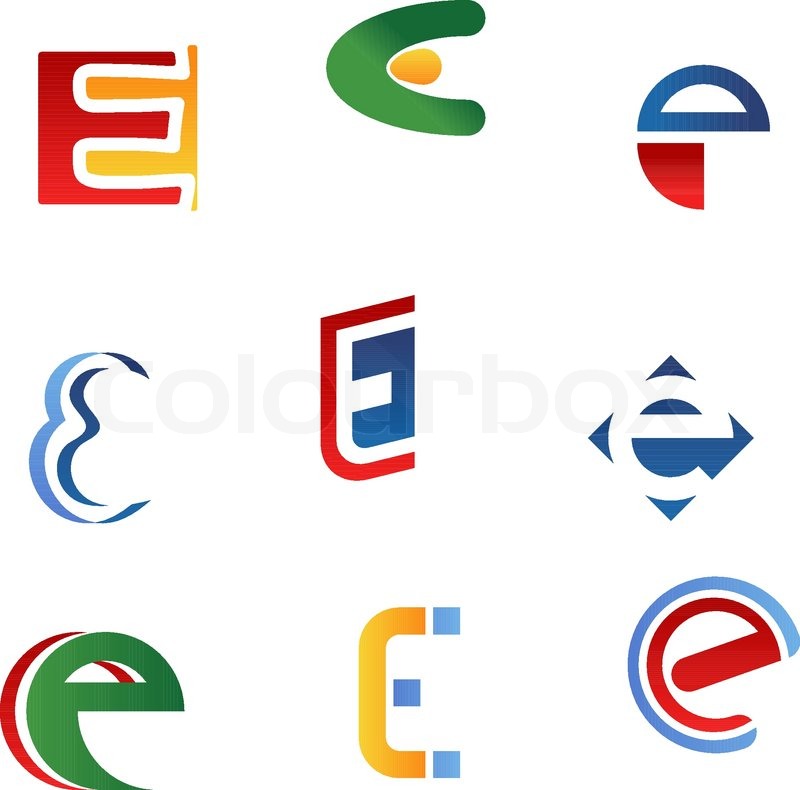 800x790 Set Of Alphabet Symbols And Icons Of Letter E Stock Vector