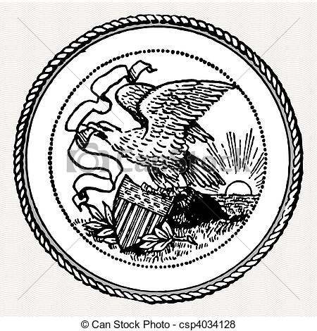 450x470 Vector Eagle Seal . Eagle Crest Illustration. Easy To Edit Or