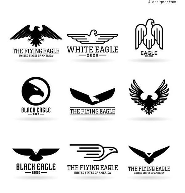 600x627 4 Designer Black Eagle Logo Vector