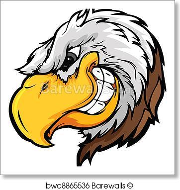 362x382 Art Print Of Eagle Mascot Head With Sly Expressi Barewalls