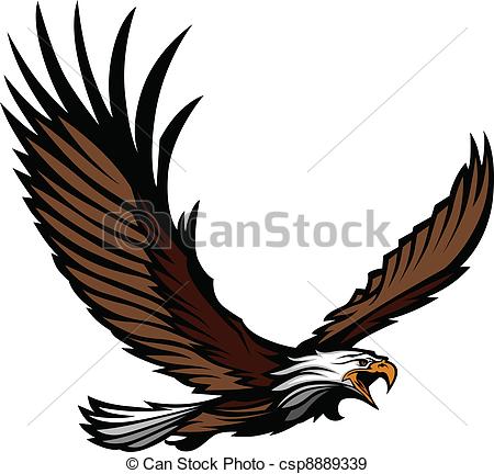 450x432 Eagle Mascot Flying With Wings. Graphic Mascot Image Of A Flying