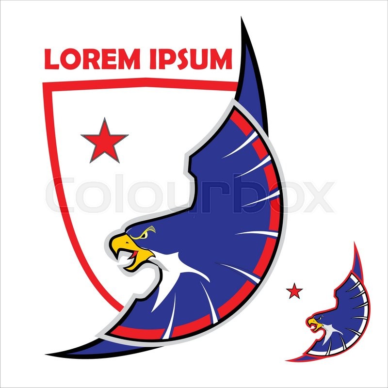 800x800 Blue Eagle Mascot On The White Background. Flying Eagle Over The