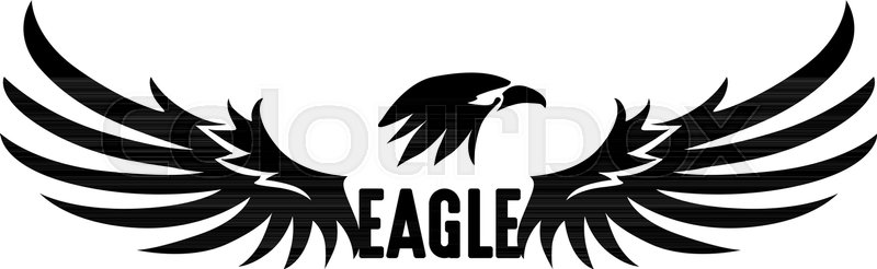 800x246 Black Eagle Logo, Abstract Eagle, Vector, Illustration Stock