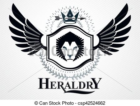 450x340 Classy Emblem Made With Eagle Wings Decoration, Wild Lion