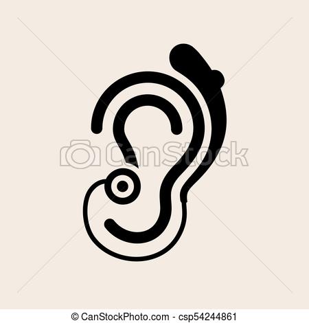 450x470 Hearing Aid Ear Icon Vector Illustration.