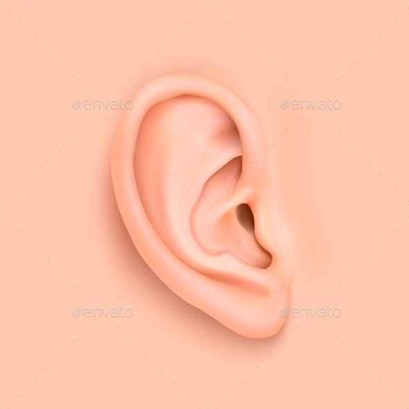 590x590 Vector Background With Realistic Human Ear Closeup By Gomolach