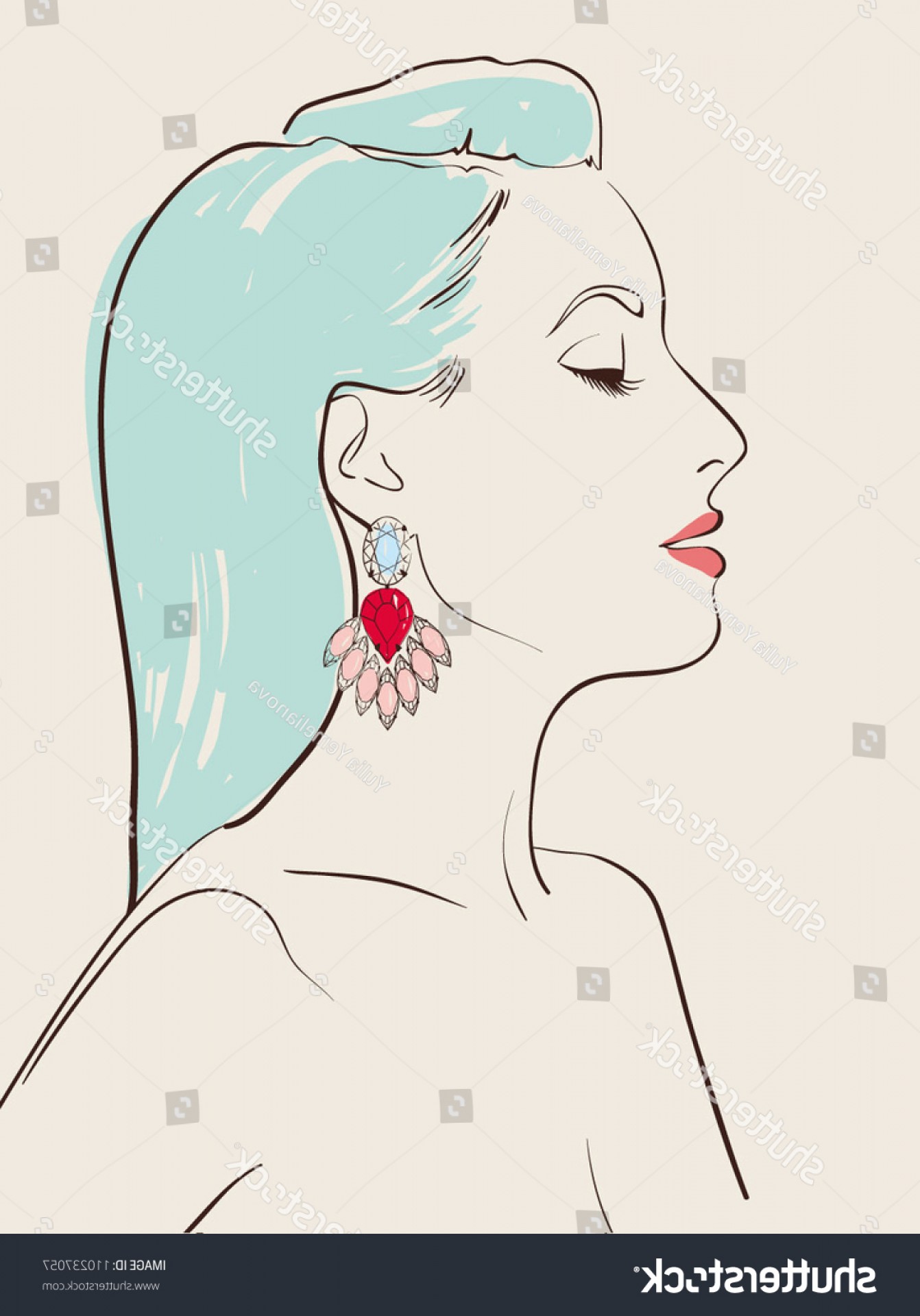1342x1920 Beautiful Woman Wearing Jewelry Earring Vector Oblacoder