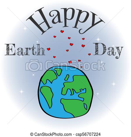 450x470 Earth Day Vector Cartoon Card. Illustration Of A Happy Earth Day