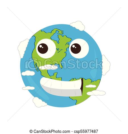 450x470 Happy Earth Emote. Earth Day. Vector Illustration Design.