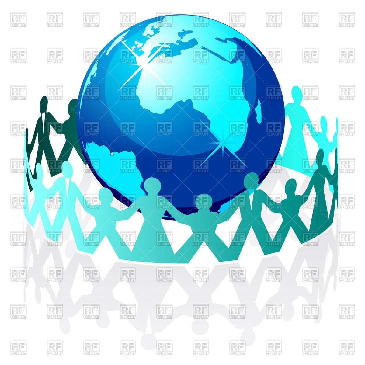 1200x1200 Silhouettes Of People Around World Globe Vector Image Vector
