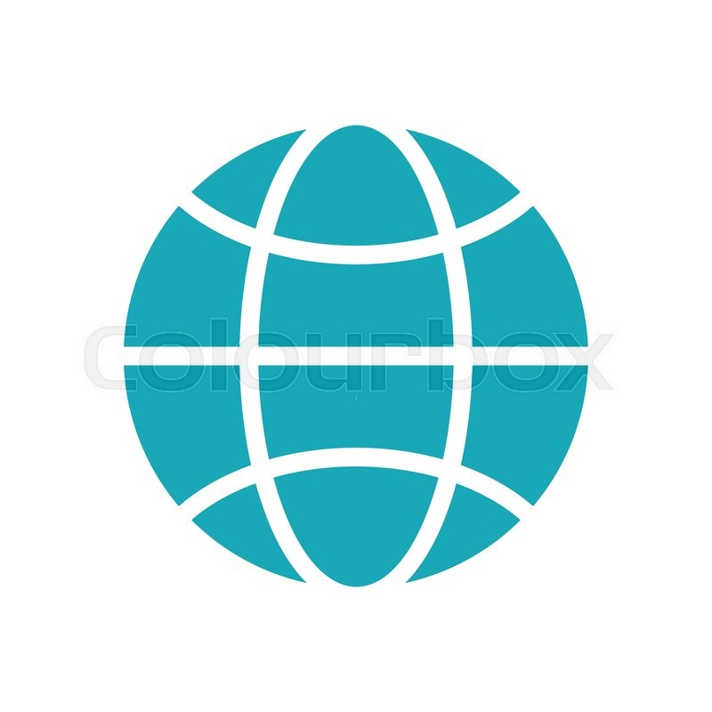 800x800 Vector Blue Globe Icon Isolated On White Background. Global Design