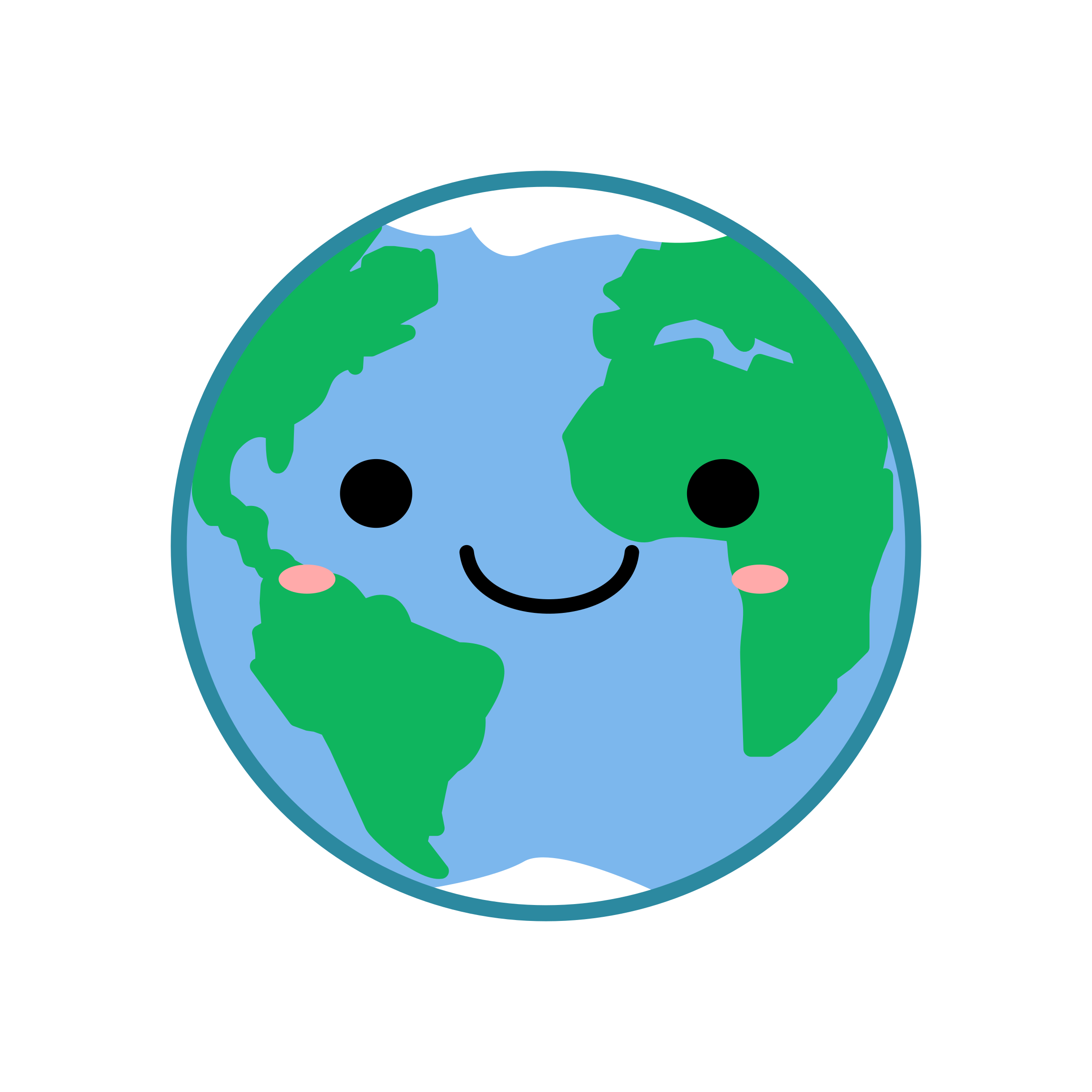 2400x2400 Kawaii Earth Vector Clipart Image
