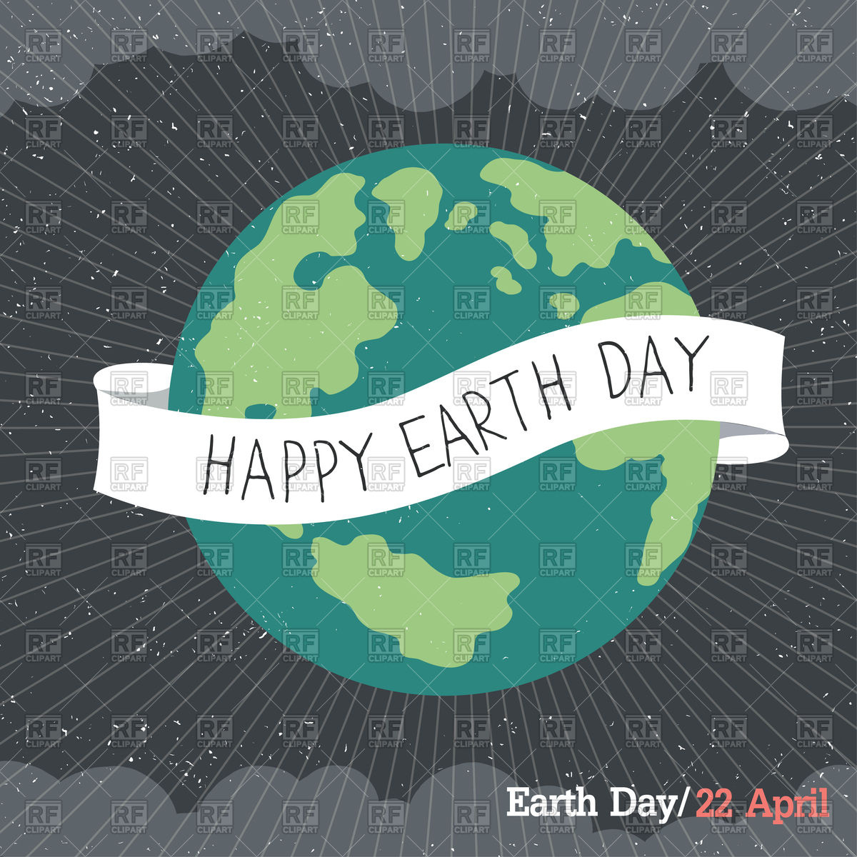 1200x1200 Vintage Earth Day Poster, Cartoon Earth Vector Image Vector