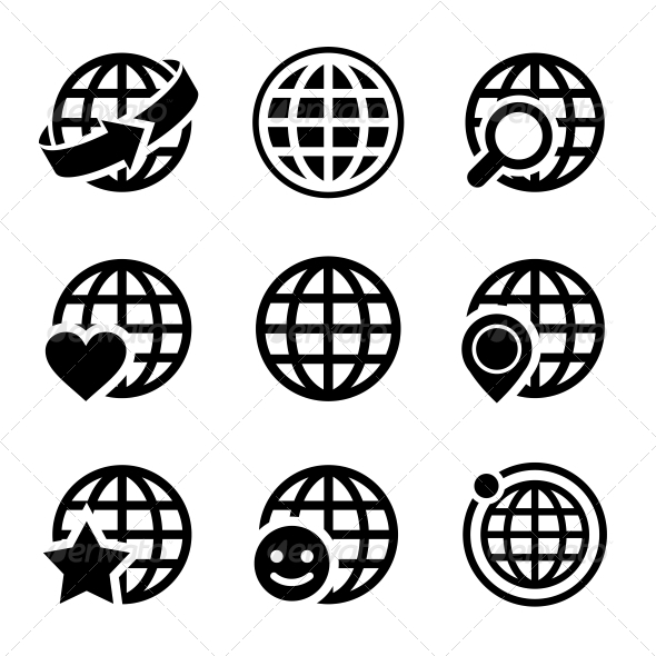 590x590 Globe Earth Vector Icons Set By In Finity Graphicriver