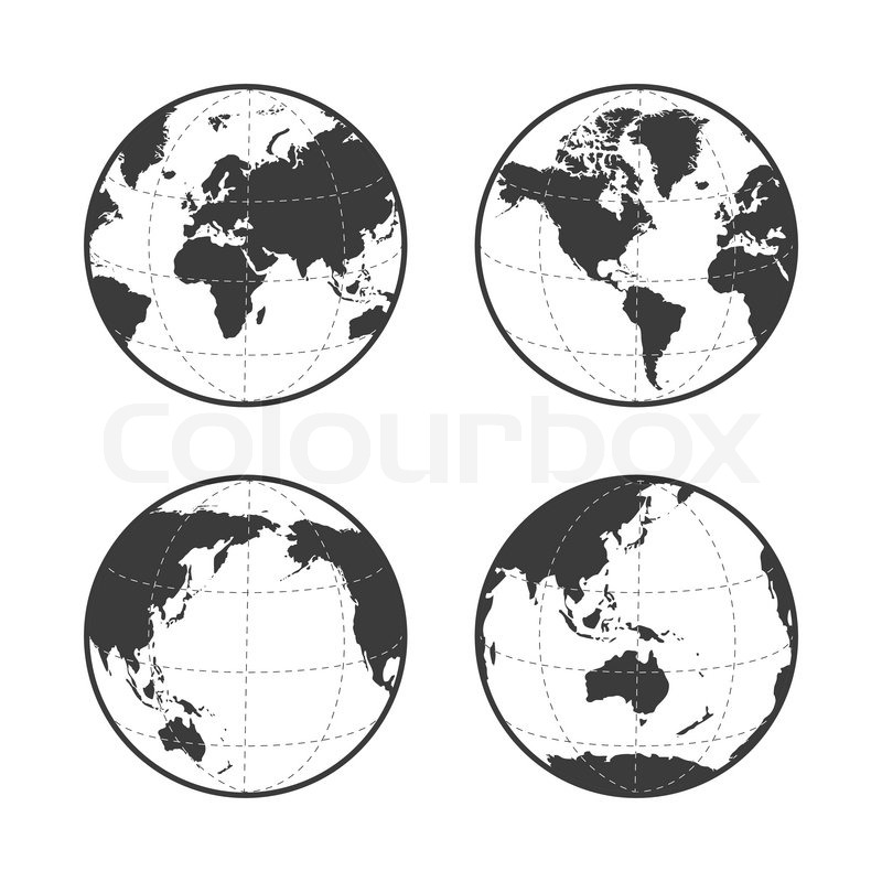 800x800 Globe Earth Vector Icon Set On White Background Stock Vector
