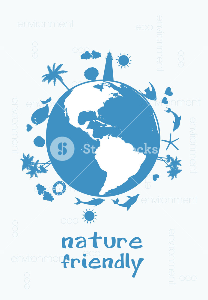 694x1000 Eco Background With Planet Earth Vector Illustration Royalty Free